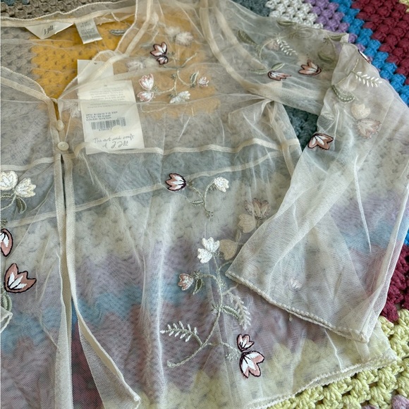 J. Jill Sheer Floral Embroidered Blouse - Cream - Picture 3 of 13